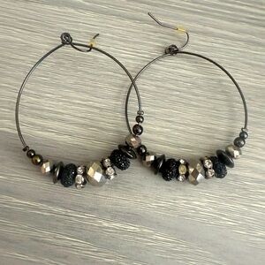 Elegant Black and Silver Hoop Earrings